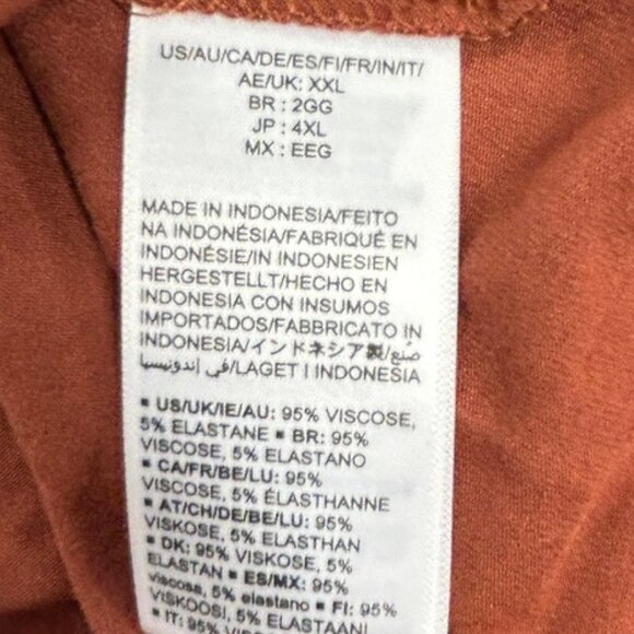 XXL Rust Long Sleeve Tunic Top Minimalist Boho Lounge Aesthetic Oversized Blouse - Picture 6 of 10